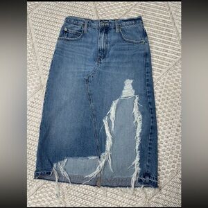 Denim distressed Frame skirt 26 Decon release fray hem